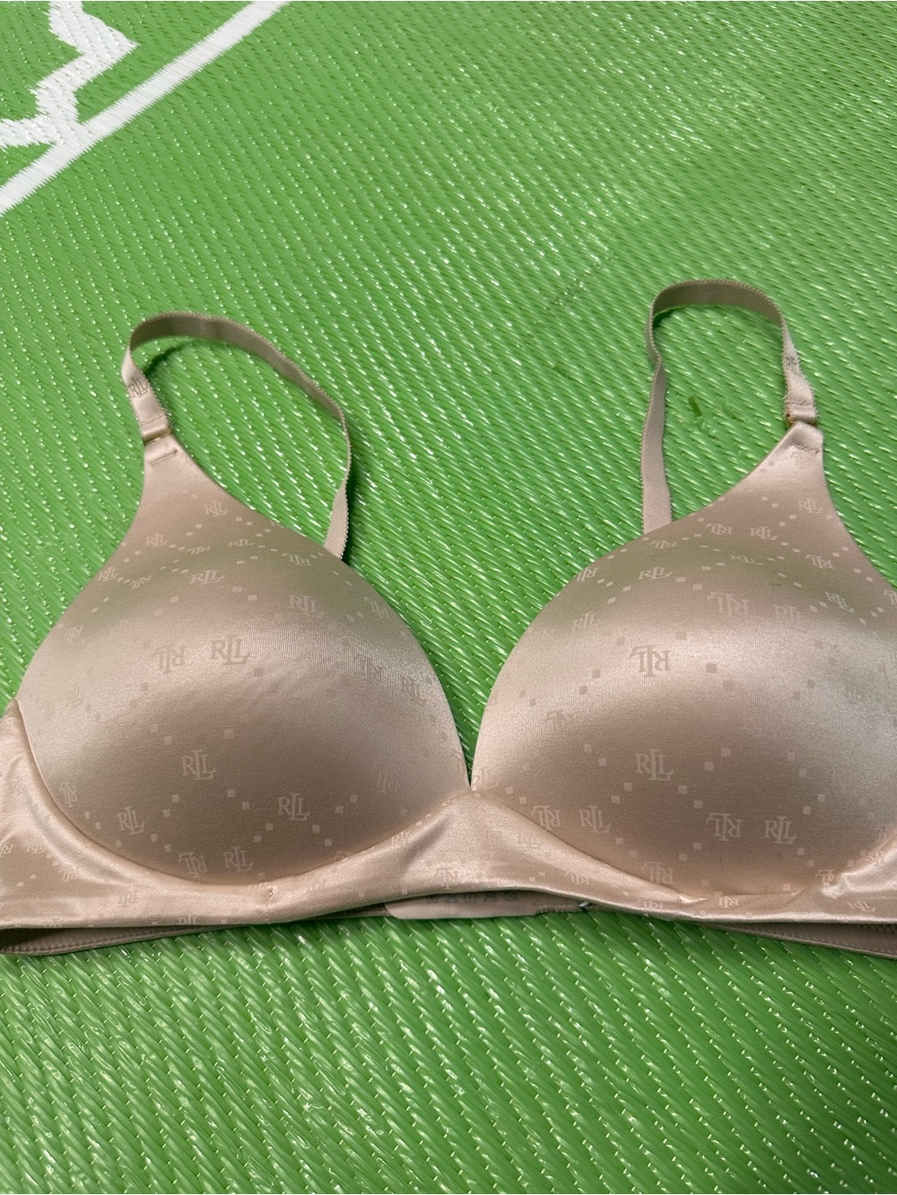 Ralph Lauren Beige Lightly Padded Logo Jacquard T-Shirt Bra